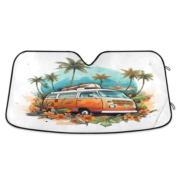 Car in Forest Car Windshield Sun Shade Foldable Car Front Window Visor Heat and UV Protection 53x23.5