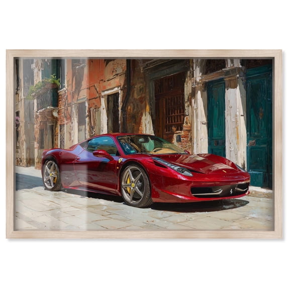 Car in Italy Shadowbox Print Car Art by Art Remedy, Blonde Frame, 45 x 30
