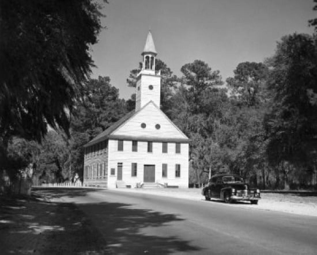 Car in front of a church Midway Church Midway Georgia USA Canvas Art - (24 x 36)