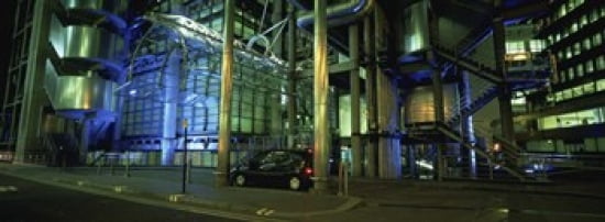 Car in front of an office building Lloyds Of London London England Canvas Art - Panoramic Images (36 x 13)