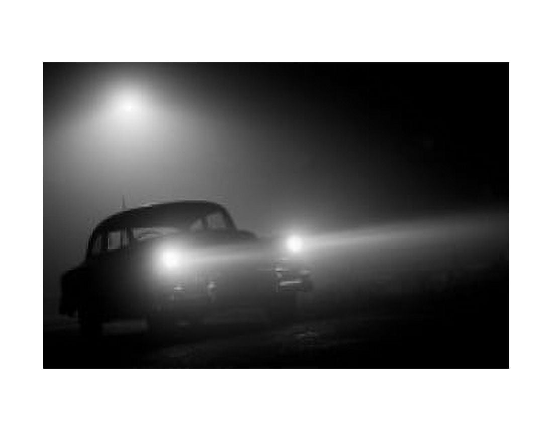 Car in the fog by night Canvas Art - (18 x 24)