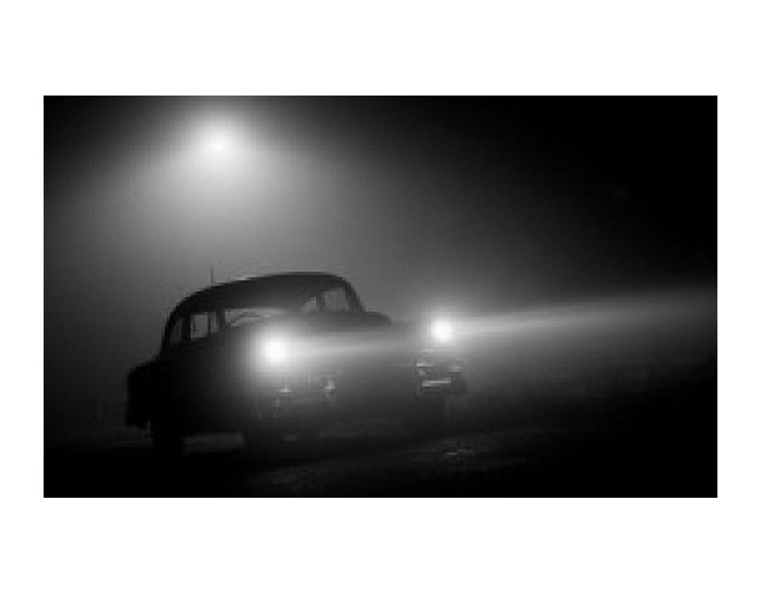 Car in the fog by night Canvas Art - (24 x 36)