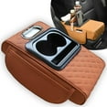 thumbnail image 1 of Car interior accessories armrest box  ，Multifunctional PU Leather Car Armrest Box Mat,Center Console Cover with 2 Cup Holder, For Storing Tissues,Phones,Wallets,Drinks,for Most Cars, 1 of 8