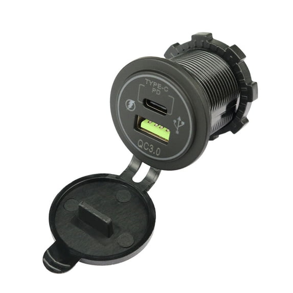 Car motorcycle modification car PDQC3.0 with aperture fast charge TPYE-C mobile phone RV charger-Red aperture