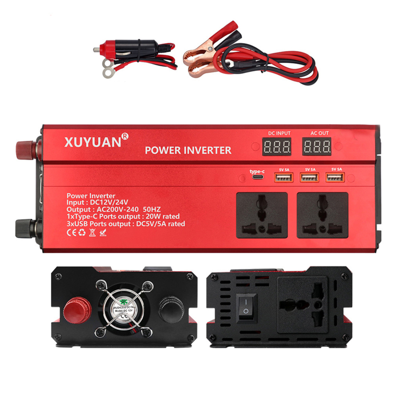 Car-mounted Inverter 12v24v To 220v Multiple Usb Solar Power Converter 2000w