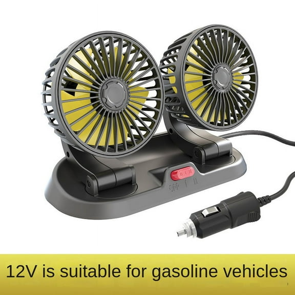 Car mounted fan, 24V truck 12V sedan universal dual head fan, large wind electric fan for cooling inside the van