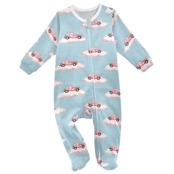 Car on Cloud Baby Sleeper One-Piece Footies Newborn Roomper 9Months