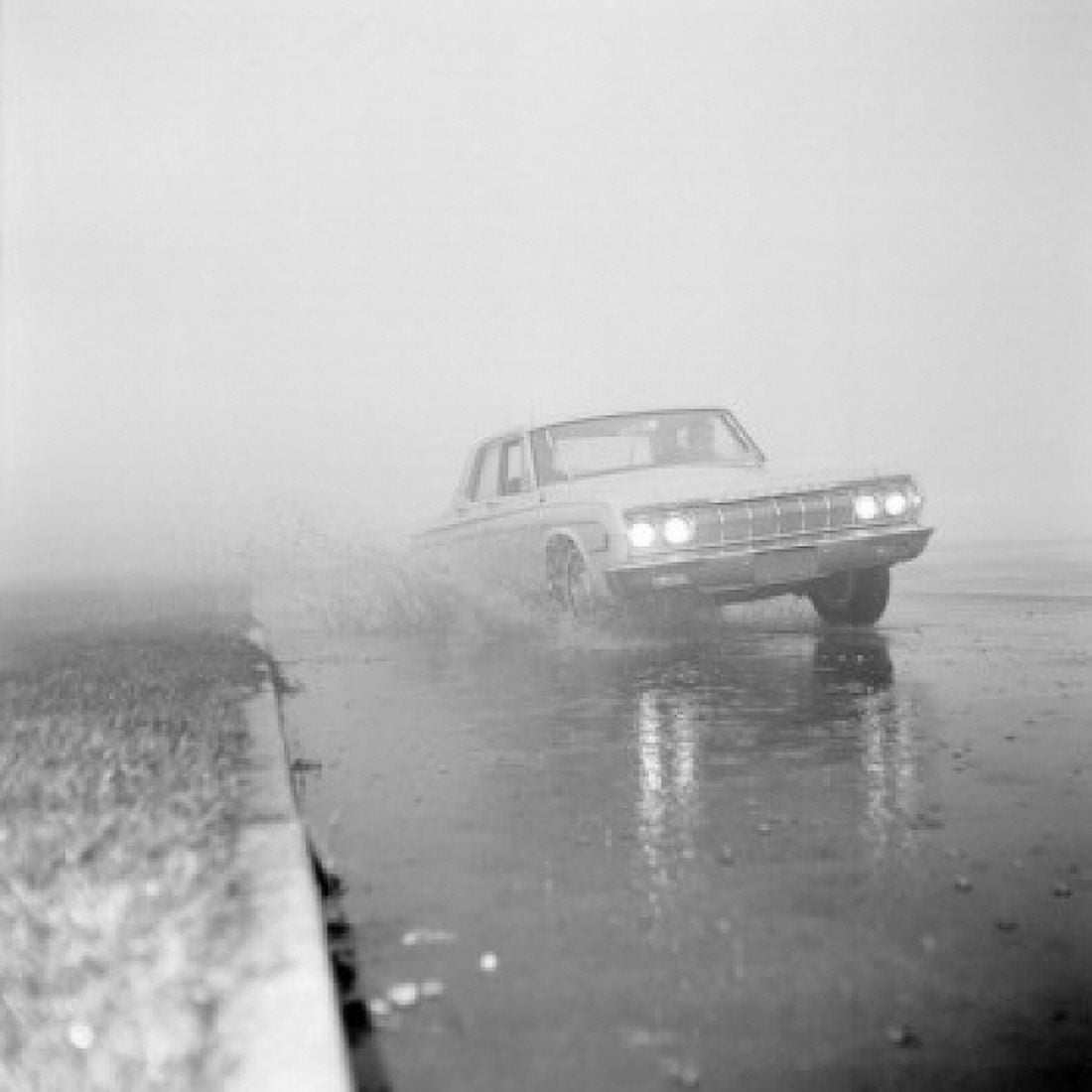 Car on foggy winter road Canvas Art - (24 x 36)