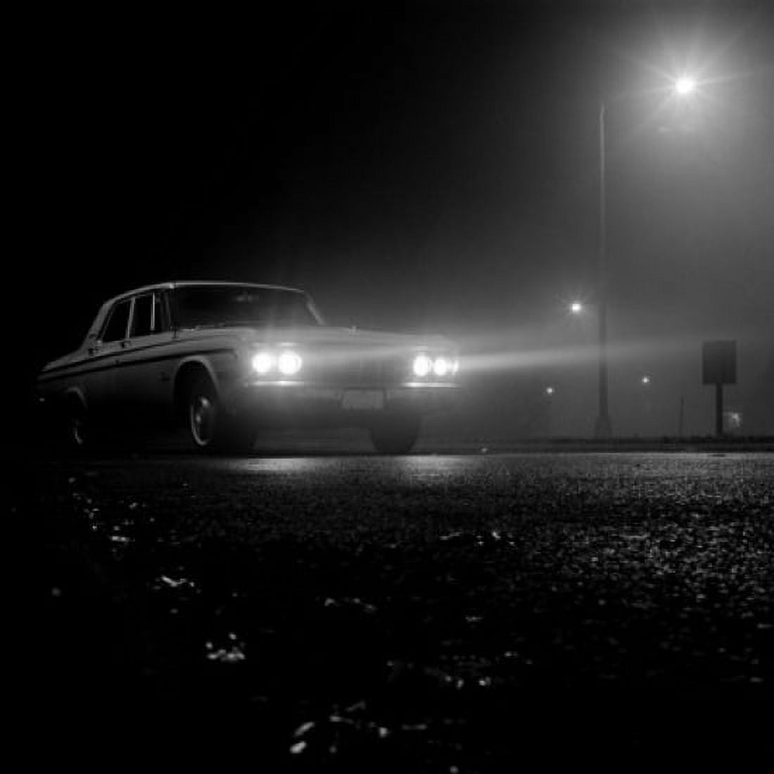 Car on road on foggy night Canvas Art - (18 x 24)