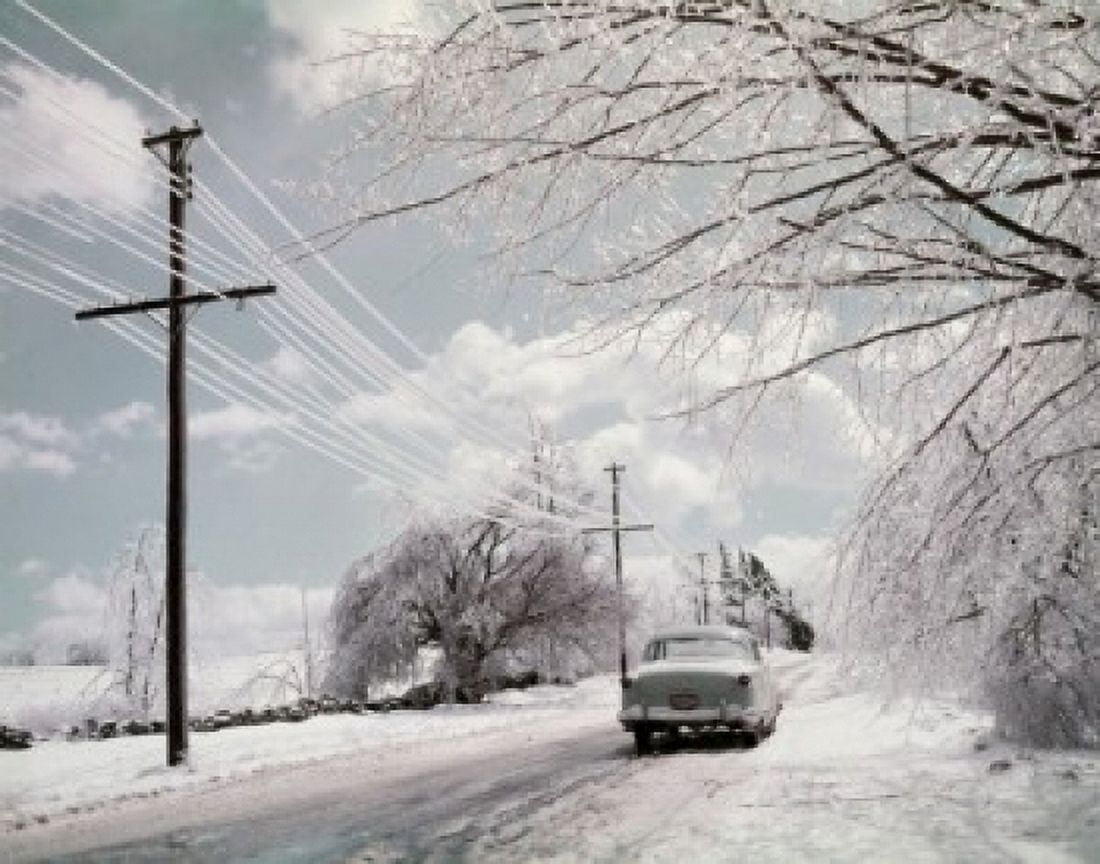 Car on rural road in winter Canvas Art - (24 x 36)