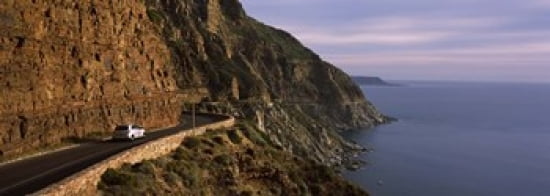 Car on the mountainside road Mt Chapmans Peak Cape Town Western Cape Province South Africa Canvas Art - Panoramic Images (36 x 13)