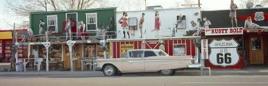 Car on the road Route 66 Arizona USA Canvas Art - Panoramic Images (36 x 12)