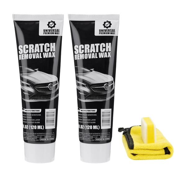 Car scratch remover wax 120ml, vehicle paint repair and polish for cars trucks motorcycles, minor scratch swirl remover, clear coat restoration, 2 pack
