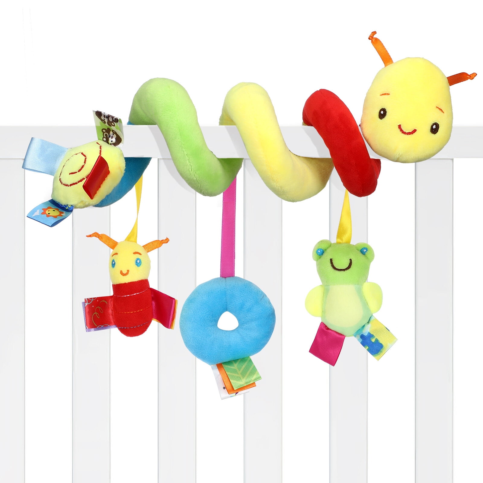 Car seat Hanging Toys, Baby Spiral Activity Plush Stroller Toys Baby Rattle Sensory Toys for ...