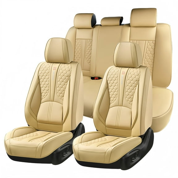 Car seat covers for 2014 BMW X5 sDrive35i 4dr sedan, waterproof faux leather, protect car interior, fit car seats perfectly, 5-seater full set, non-destructive installation