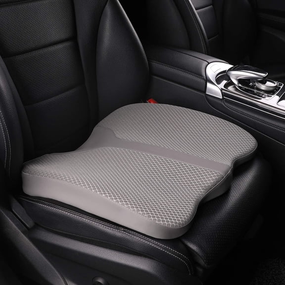 Car seat cushion - Comfort memory foam seat cushion, driving seat coccyx (tailbone) pain relief, driving car seat cushion (gray)