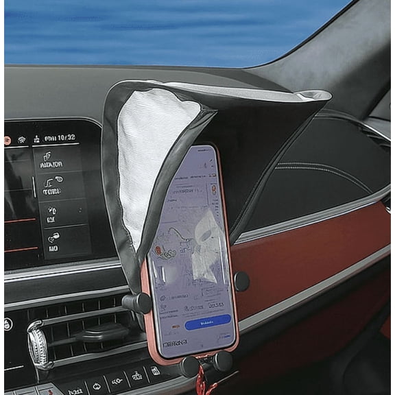 Car smartphone sun visor, foldable anti glare phone sun umbrella, universal high elasticity skeleton car smartphone heat insulation sun visor accessories, suitable for most cars (silver)