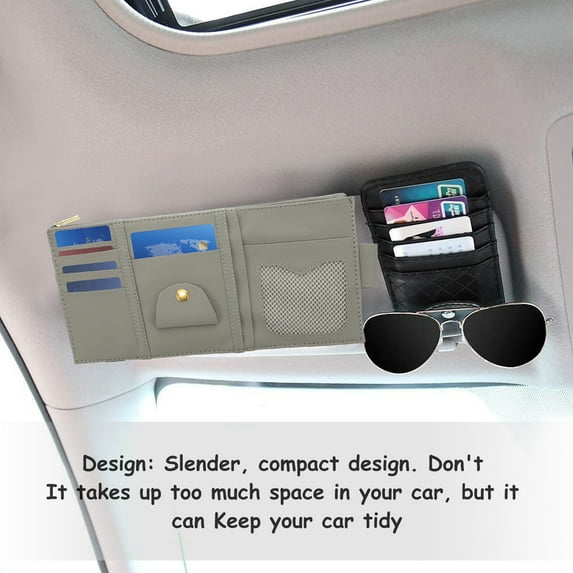 Homoyoyo Auto Sun Visor Storage Case Grey Durable and Practical for Car Use 1Pc