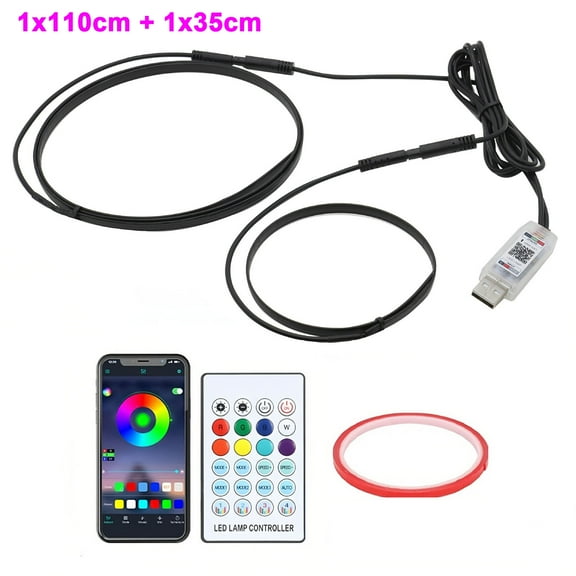 Car symphny rgb led ambient light strip center console hidden atmosphere light strip trim usb lamp app remote control