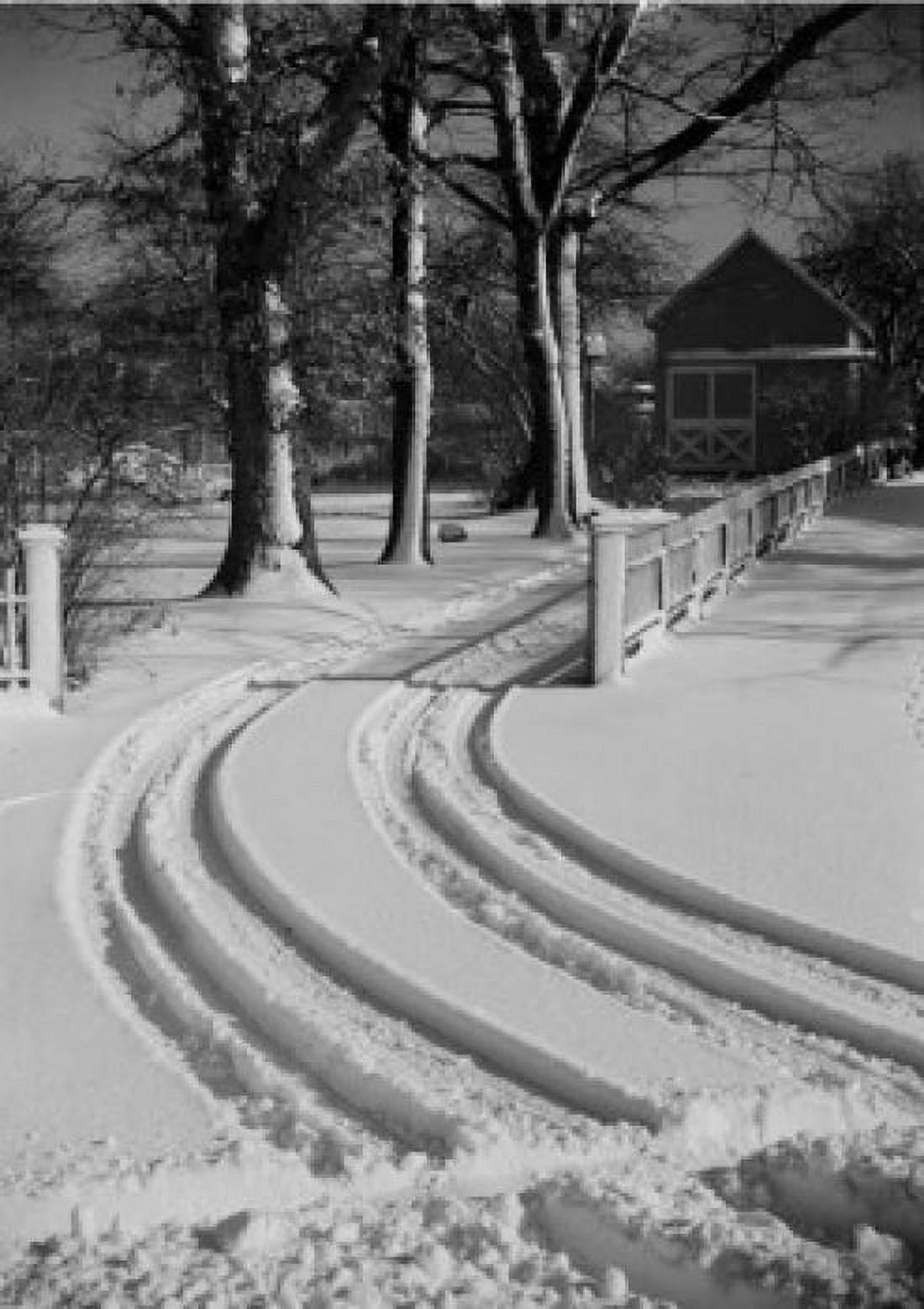 Car tracks in snow Canvas Art - (24 x 36)