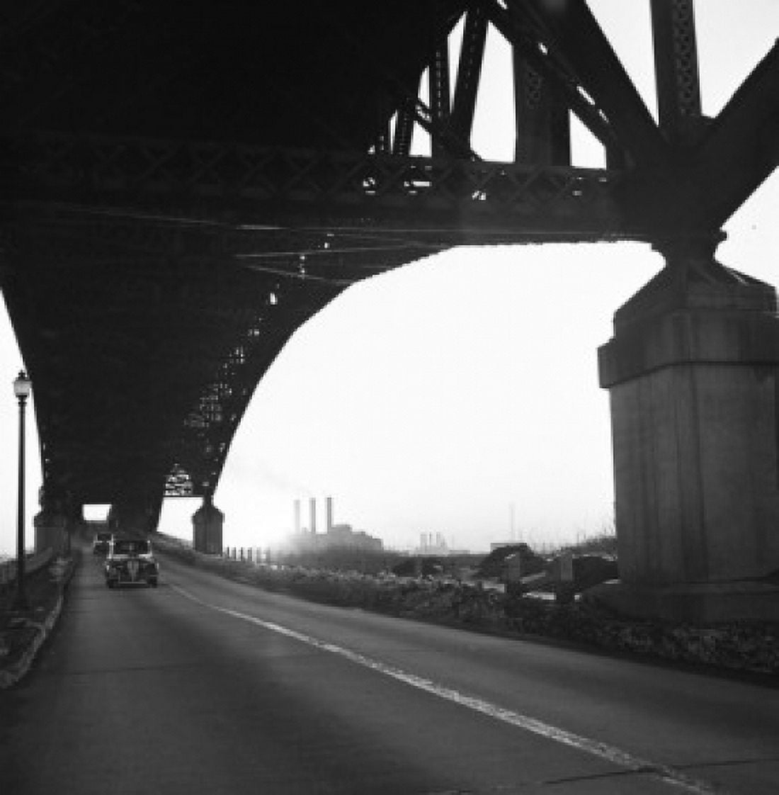 Car travelling on bridge Canvas Art - (24 x 36)