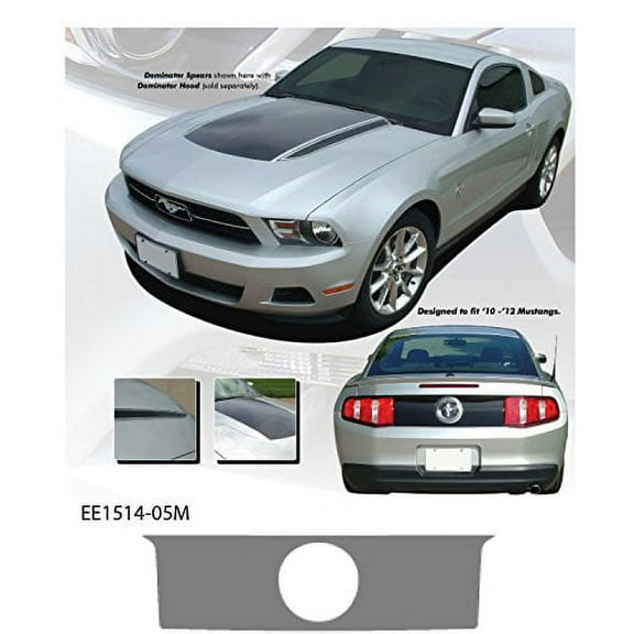 CarBeyondStore, Compatible with - Ford Mustang 2010 to 2012 Silver Dominator Trunk Lid Blackout Vinyl Graphics Kit