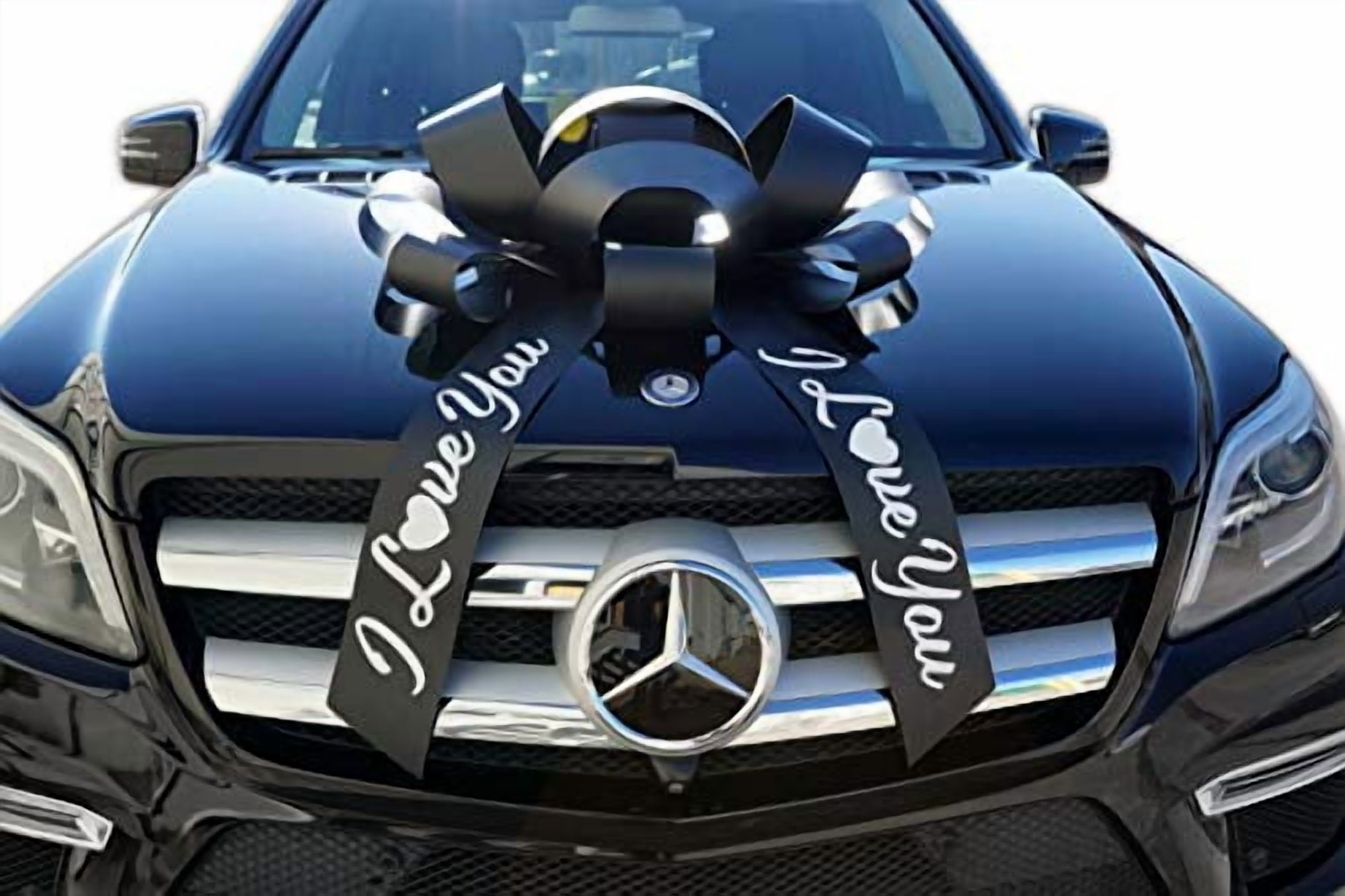 CarBowz Big Car Bow, I Love You, Giant 30" Bow, Non Scratch Magnet, Weather Resistant Vinyl (Black)