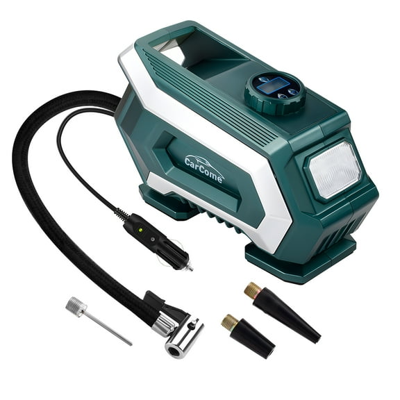CarCome Portable Tire Inflator for Car,150PSI Air Compressor for Car Tires Inflator,12V DC Auto Tire Pump with Digital Pressure Gauge,Emergency LED Light for Car, Bike, Balloons and Other Inflatables
