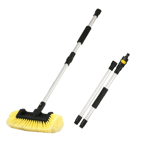 "CarCarez 10"" Quad All-Sided Brush Head with Telescopic Pole for Vehicle, RV, Truck, Boat Cleaning"