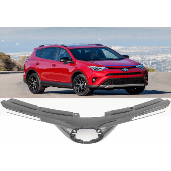CarFixParts Front Bumper Upper Hood Grille Chrome Trim Grill Fit For 2016-2018 Toyota RAV4 RAV-4