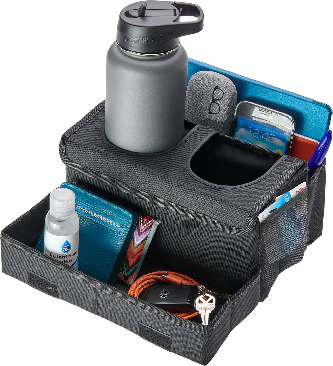 CarHop Jr - Car Organizer with Cup Holders and Storage or Eating Tray for Front Seat Drivers Back Kids Adults