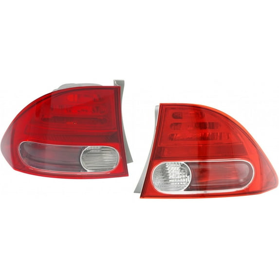 CarLights360: For 2006-2008 Honda Civic Tail Light Assembly Driver and Passenger Side CAPA Certified - Replaces HO2800166, HO2801165 | 33551-SNA-A02, 33501-SNA-A02 (Vehicle Trim: Sedan; ELECTRIC/GAS)