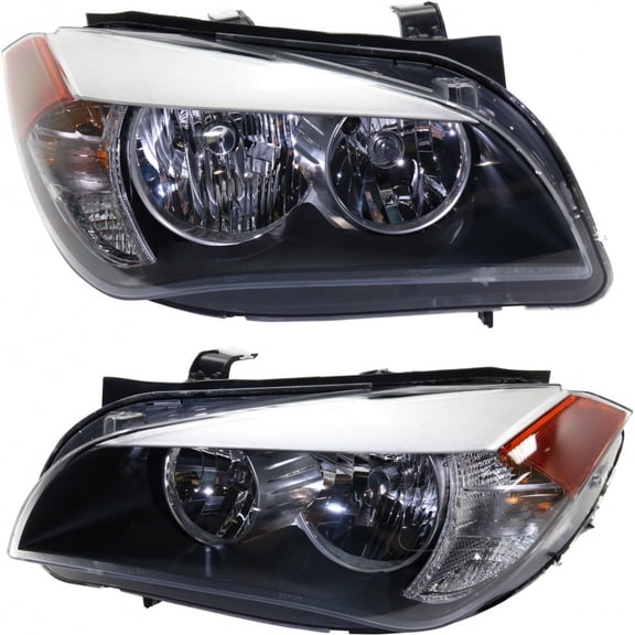 CarLights360: For BMW X1 Headlight 2013 2014 2015 Pair Driver and Passenger Side | Black Housing | DOT Certified | BM2518151 + BM2519151