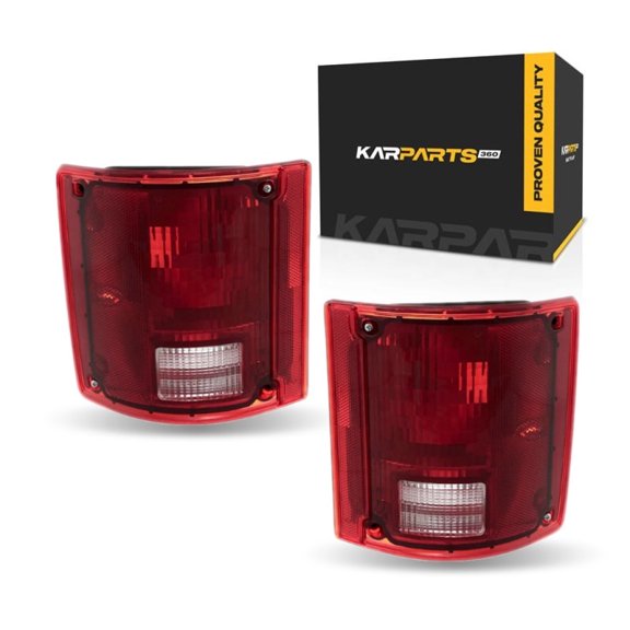 CarLights360 For Chevy Blazer 1990 1991 Tail Light Driver and Passenger Side | Pair | Red/Clear Lens | Plastic Lens and Housing | For GM2800121, GM2801121 | 5965771, 5965775, 5965772, 5965776