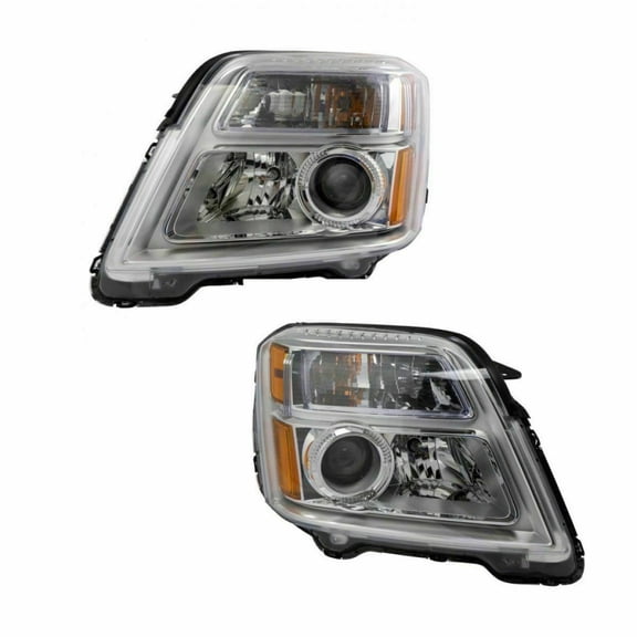 CarLights360: For GMC Terrain Headlight 2016 2017 Pair Driver and Passenger Side Chrome w/ Bulbs DOT Certified For GM2502435 + GM2503435