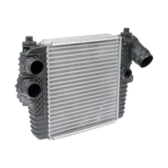 CarLights360 For Ford F-150 2013 2014 Intercooler | Aluminum Core | Metallic | Black, Gray | Metallic Gray Core | Plastic Inlet Tank | Quick Connect Outlet | Replacement For DL3Z6K775B