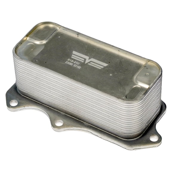 CarLights360 For Ram 4000 2019 20 21 22 23 2024 Engine Oil Cooler | Aluminum Core | Natural | Metallic Gray | Standard Grade | Male Outlet | Female Inlet | Replacement For 4893200AC