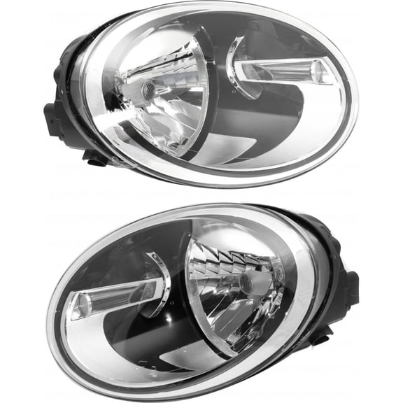 CarLights360: For Volkswagen Beetle Headlight 2012 13 14 15 16 17 2018 Pair Driver and Passenger Side W/ Bulbs Black Housing CAPA Certified Replaces VW2502147 | VW2503147