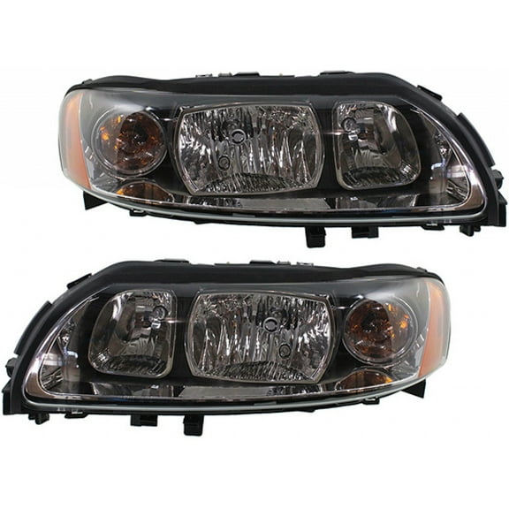 CarLights360: For Volvo S60 Headlight 2005 06 07 08 2009 Pair Driver and Passenger Side | w/ Bulbs | Black Housing | CAPA Certified | VO2502120 + VO2503120