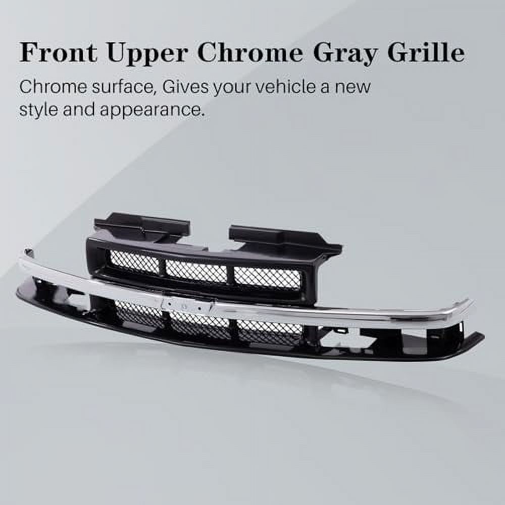CarPartsDepot Front Grille For 1998-2004 Chevy S10 & 1998-2005 Blazer - Black Center Bar & Insert
