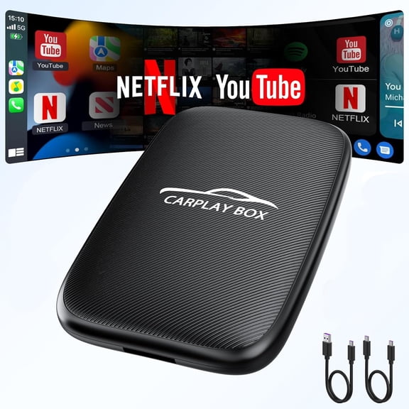 CarPlay Wireless Adapter，3 in 1 Wireless CarPlay Adapter， 2025 Upgraded,Wireless CarPlay & Android Auto Adapter Built, Factory Car Play Video Box for Cars from 2016 and iOS, Plug and Play