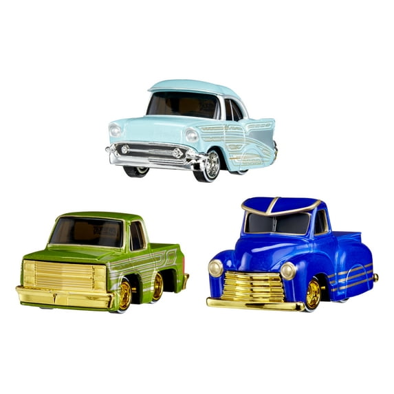 CarTuned 3 Pack Series 1- Cruizn Da Blvd & Drip'd 1957 Chevy Bel Air, 1987 Chevy C10 Truck, 1953 Chevy Pickup