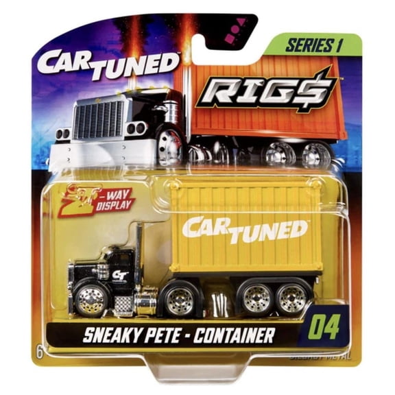 CarTuned Rigs Sneaky Peterbilt W/Container Yellow Series 1