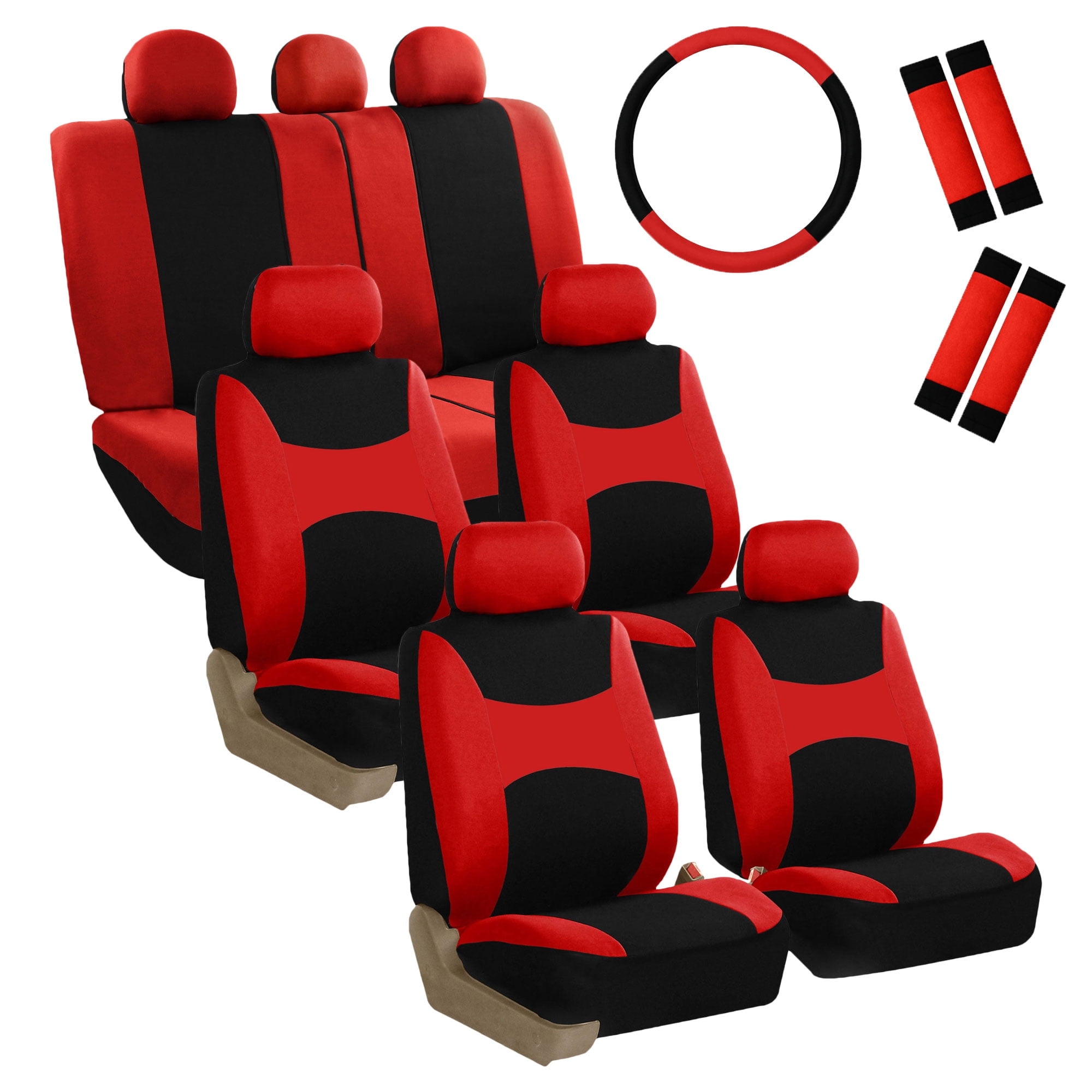 CarWING 3 rows Cloth Car Seat Covers for SUV, Sedan, Van Full Set ...