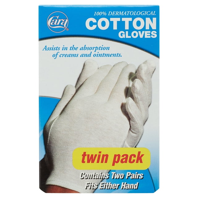Cara Dermatological Cotton Gloves for Hands, M Size in White, 4 Count ...
