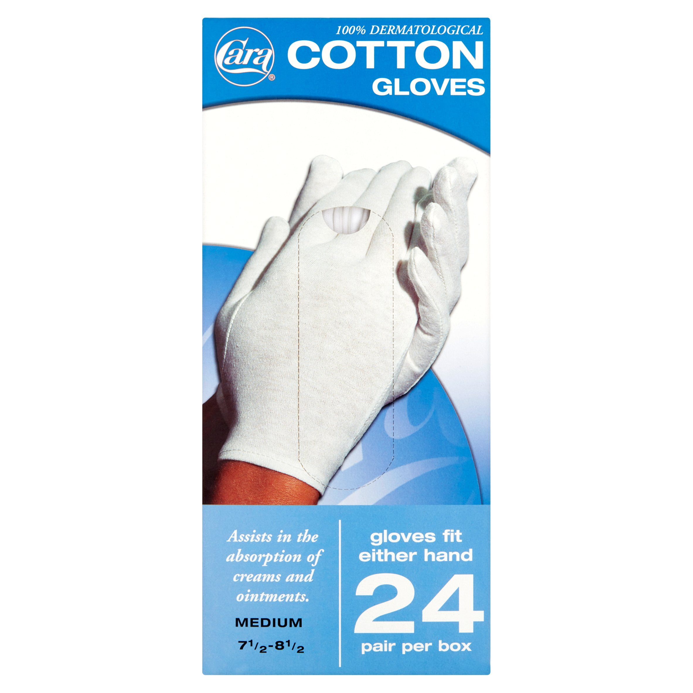 Cara Disposable Cotton Therapy Gloves, 24 Pair - Medium