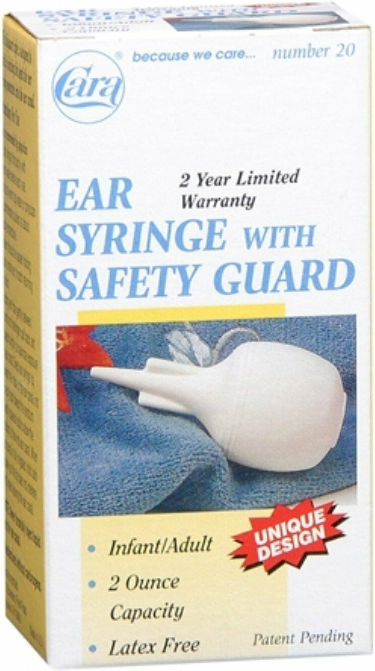 Cara Ear Syringe w/ Safety Guard, No. 20 for Infant & Adult, 2 oz, 6-Pack