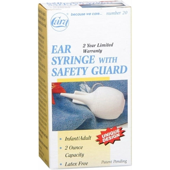 Cara Ear Syringe w/ Safety Guard, No. 20 for Infant & Adult, 2 oz, 6-Pack
