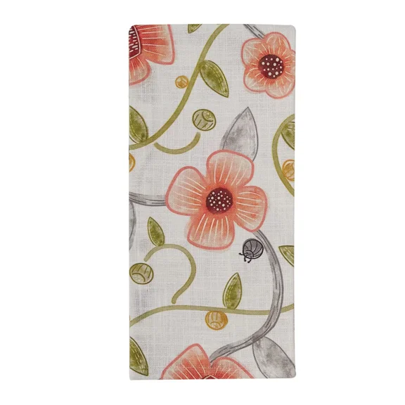 Cara Floral Dishtowel, Nwt, Free Shipping, Salmon, Grey, Green, Pretty Colors!