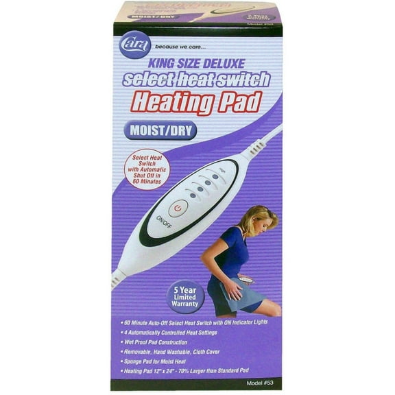 Cara Heating Pad Slide Switch Moist/Dry King Size Deluxe 1 ea (Pack of 2)